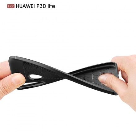 Deksel Til Huawei P30 Lite Dobbel Linje Litchi Leather Effect