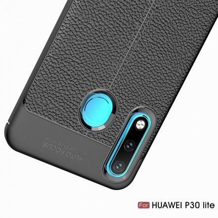 Deksel Til Huawei P30 Lite Dobbel Linje Litchi Leather Effect