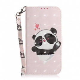 Folio Deksel Til Huawei P30 Lite Med Kjede Panda Love Med Stropp
