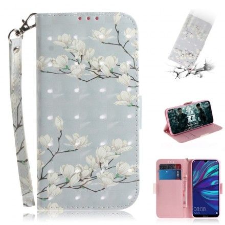 Folio Deksel Til Huawei P30 Lite Med Kjede Thong Flower Tree