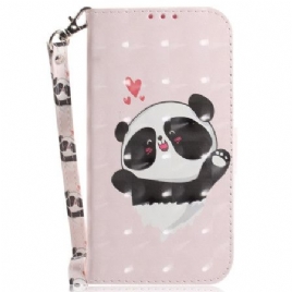 Folio Deksel Til Oppo Reno 12 5g Panda Love Med Stropp