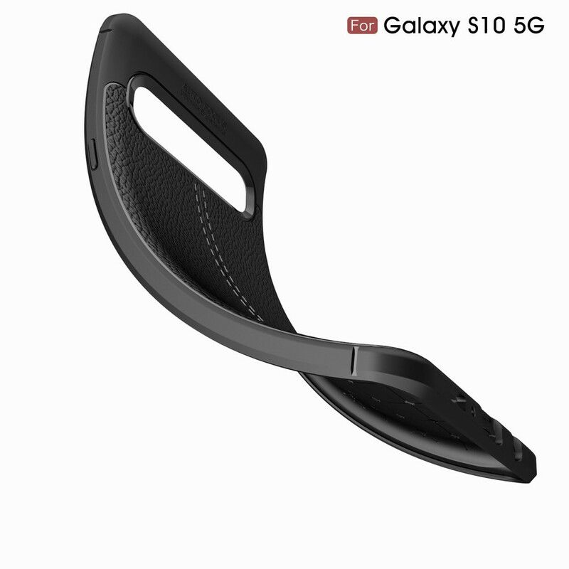 Deksel Til Samsung Galaxy S10 5G Dobbellinje Litchi-skinneffekt