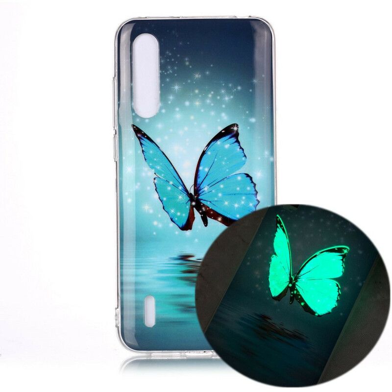 Deksel Til Xiaomi Mi A3 Fluorescerende Blå Sommerfugl