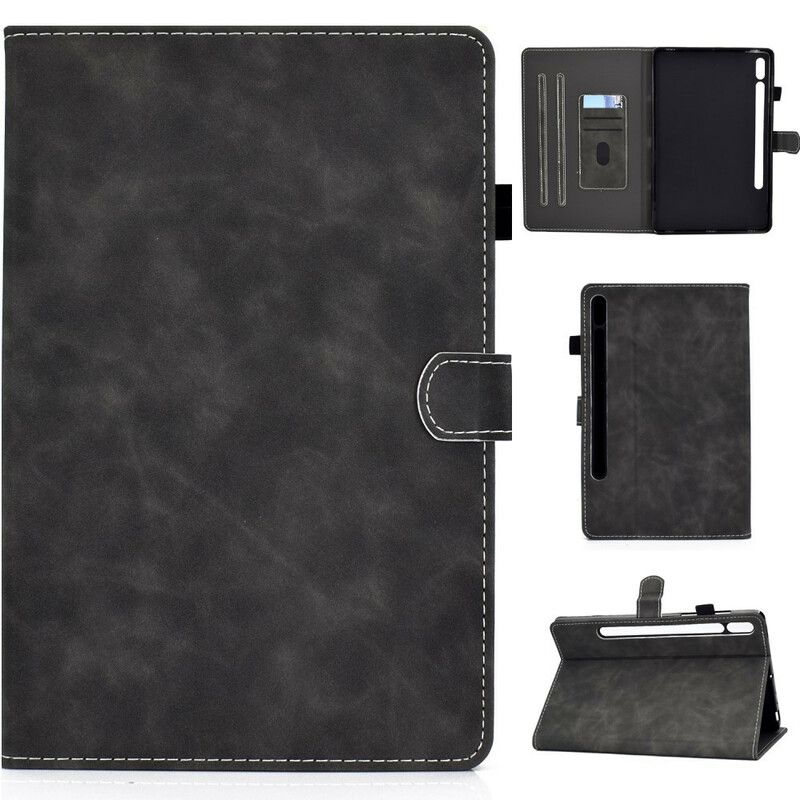 Folio Deksel Til Samsung Galaxy Tab S7 / Tab S8 Vintage Design Skinneffekt