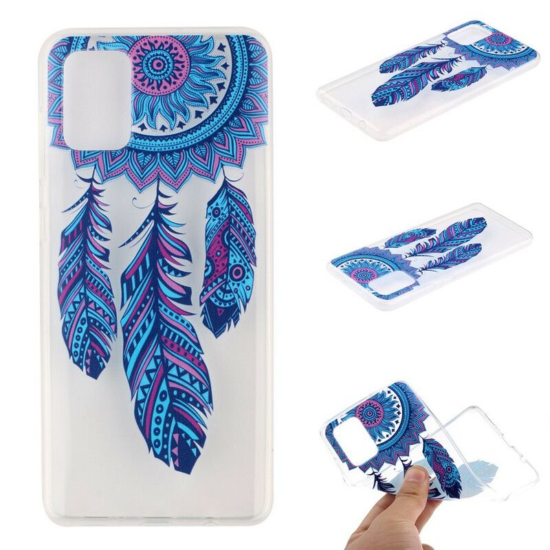 Deksel Til Samsung Galaxy A51 Blue Feathers Dream Catcher