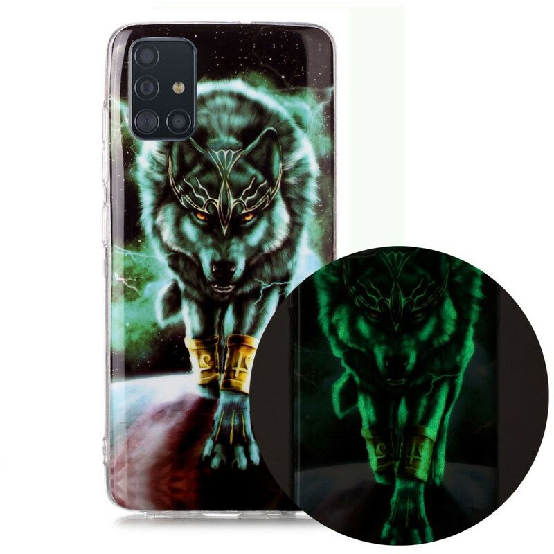 Deksel Til Samsung Galaxy A51 Fluorescerende Wolf Series