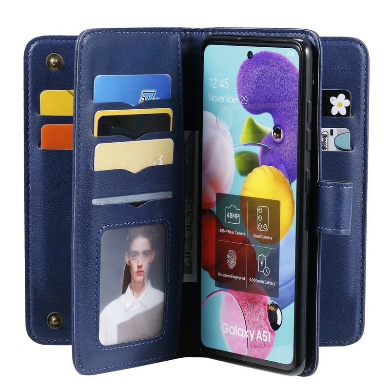 Folio Deksel Til Samsung Galaxy A51 Faux Leather 9 Kortholder