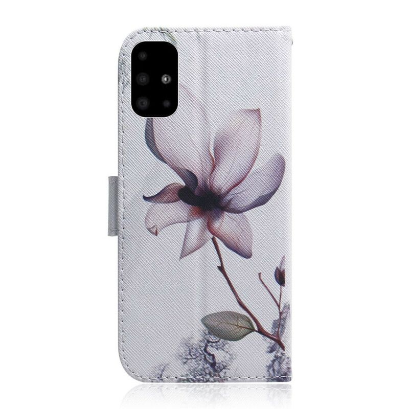 Folio Deksel Til Samsung Galaxy A51 Gammel Roseblomst