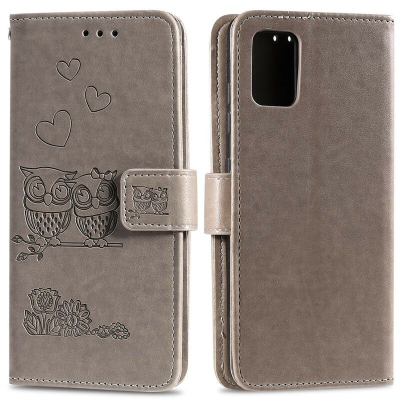 Folio Deksel Til Samsung Galaxy A51 Med Kjede Elsker Strappy Owls