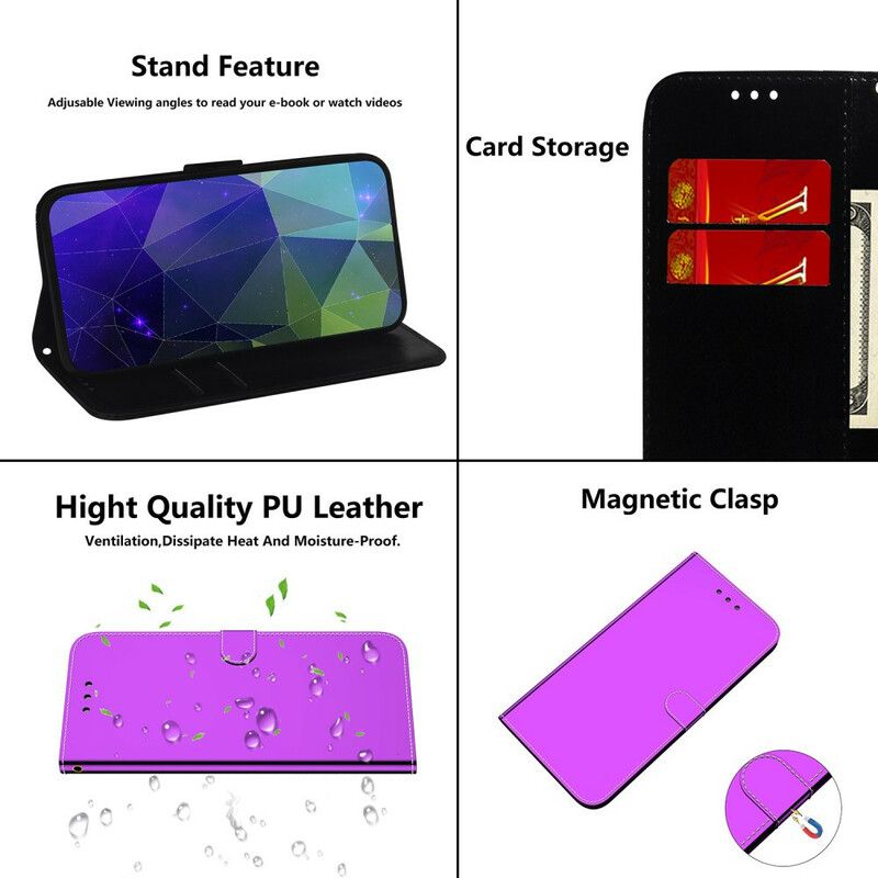 Folio Deksel Til Samsung Galaxy A51 Speildeksel I Imitert Skinn