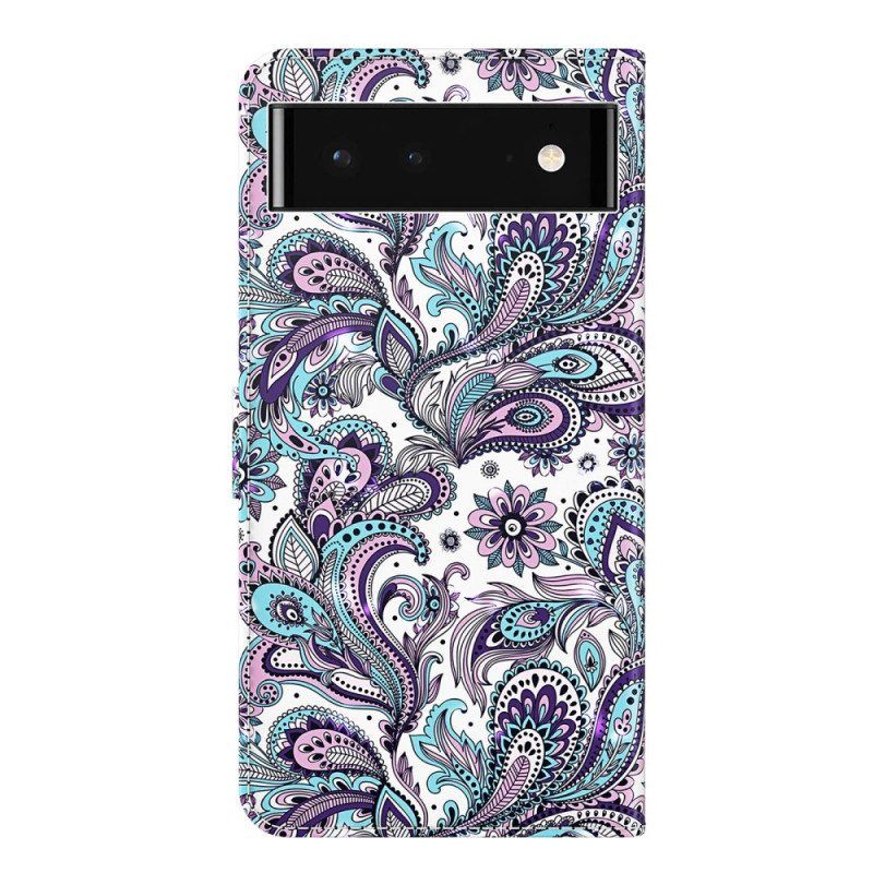 Folio Deksel Til Google Pixel 7 Pro Med Kjede Strappy Paisley-mønster