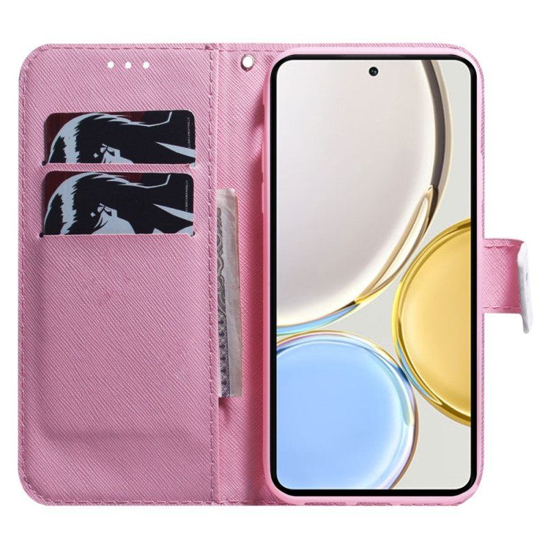 Folio Deksel Til Honor Magic 5 Lite Med Kjede Strappy Rose Flower