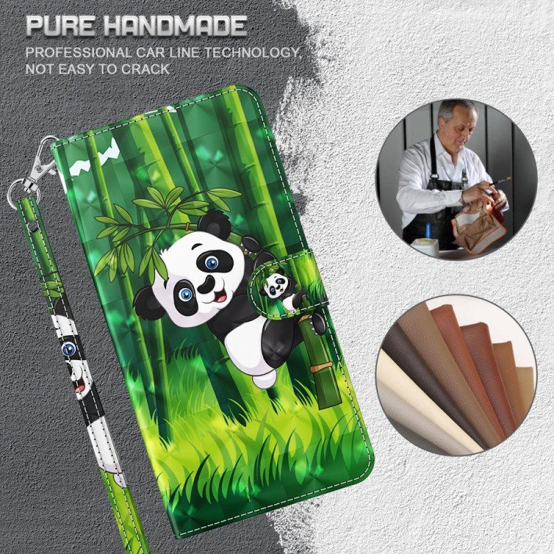 Folio Deksel Til iPhone 15 Plus Med Kjede 3d Bamboo Panda Med Stropp