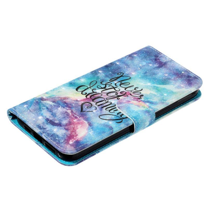 Folio Deksel Til iPhone 15 Pro Max Med Kjede Never Stop Dreaming 3d Strap