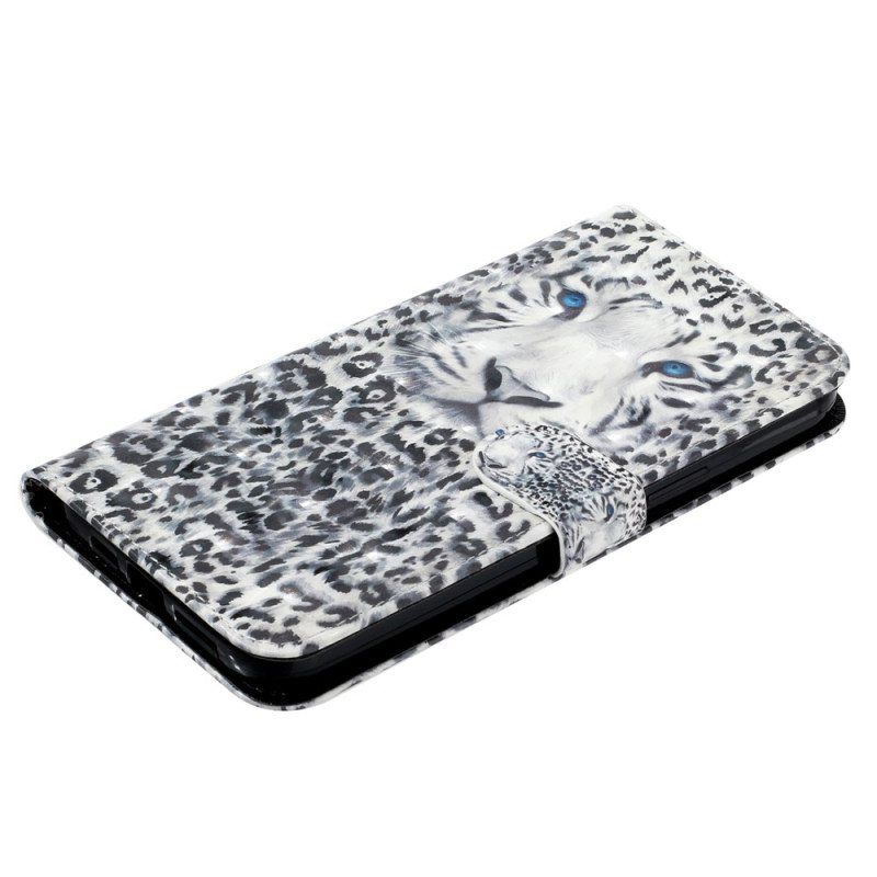 Folio Deksel Til iPhone 15 Pro Med Kjede 3d Leopard Med Stropp