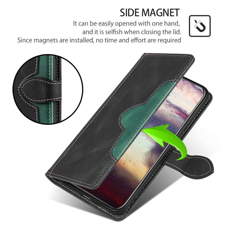 Folio Deksel Til Moto G73 5G Imitert Skinn Bicolor Stilig