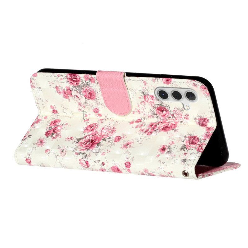 Folio Deksel Til Samsung Galaxy A14 / A14 5G Med Kjede Stropp Liberty Flowers