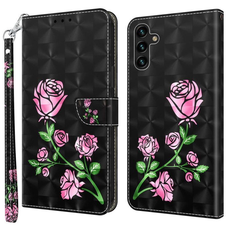 Folio Deksel Til Samsung Galaxy A14 / A14 5G Med Kjede Stropp Roses