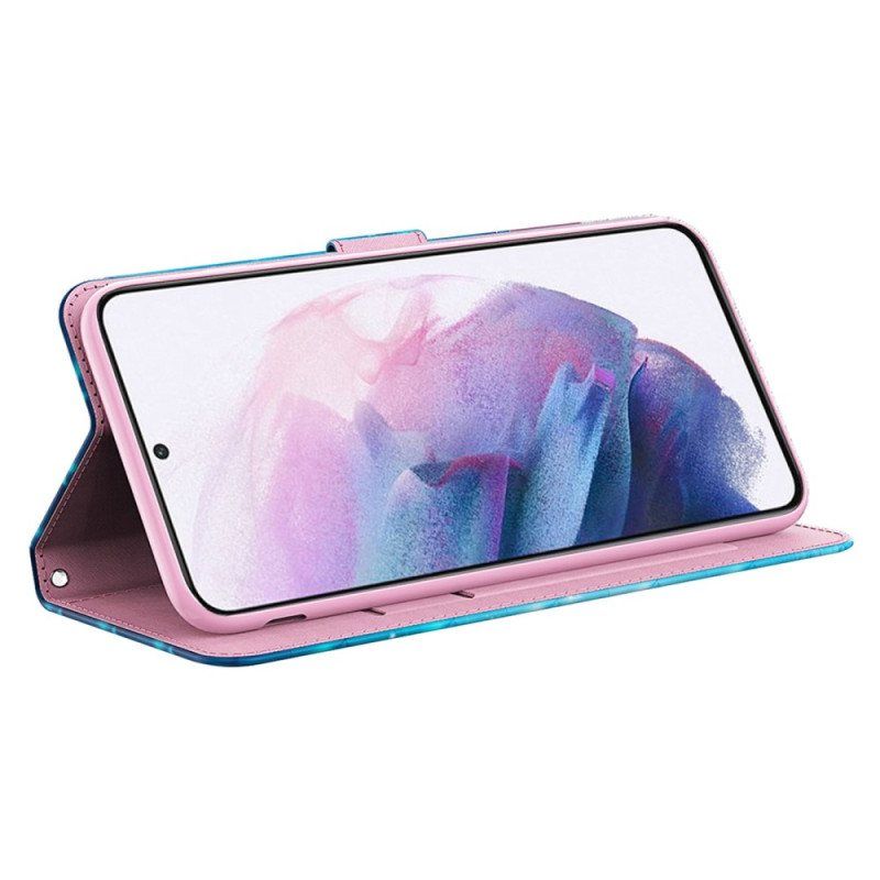 Folio Deksel Til Samsung Galaxy A14 / A14 5G Med Kjede Thong Sommerfugler