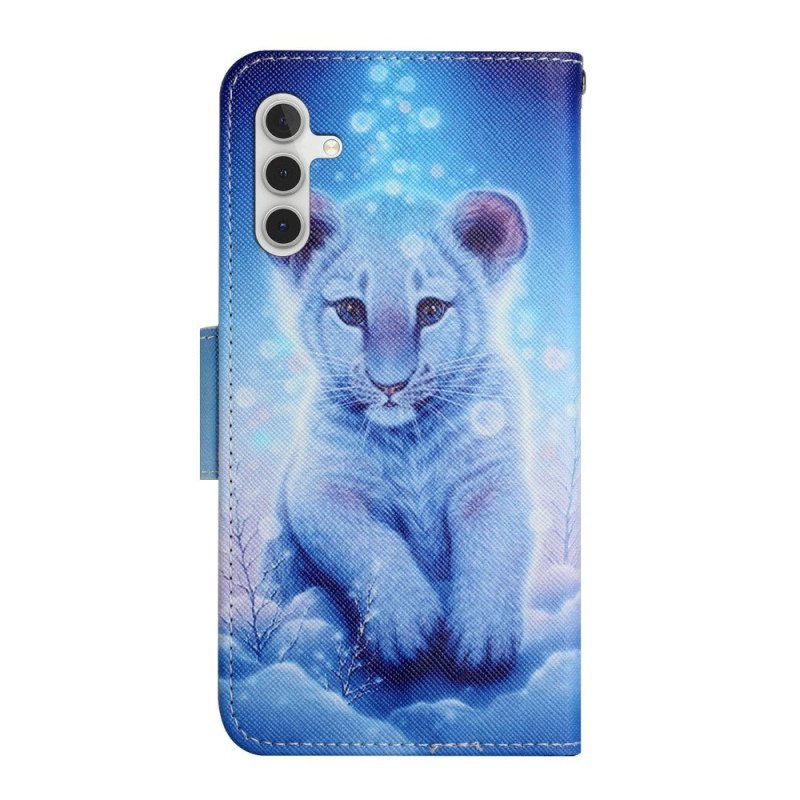 Folio Deksel Til Samsung Galaxy A54 5G Lille Leopard Med Snor