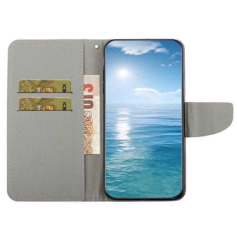 Folio Deksel Til Samsung Galaxy A54 5G Med Kjede Strappy Patchwork