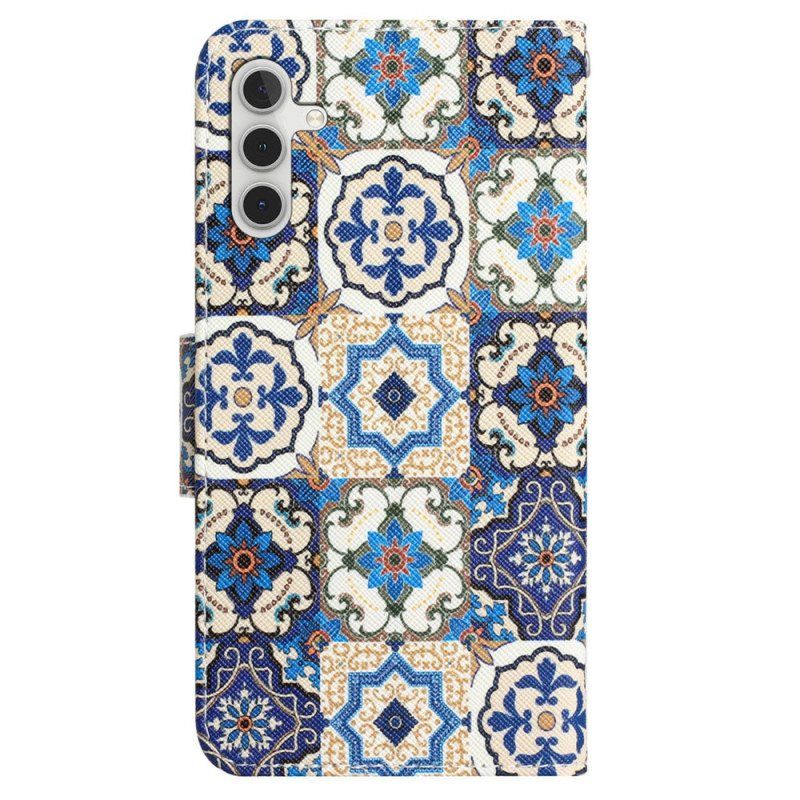 Folio Deksel Til Samsung Galaxy A54 5G Med Kjede Strappy Patchwork