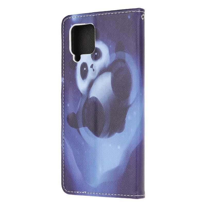 Folio Deksel Til Samsung Galaxy M12 / A12 Med Kjede Panda Space Med Snor
