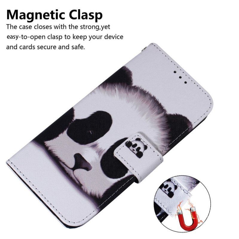 Folio Deksel Til Samsung Galaxy S23 5G Med Kjede Min Lanyard Panda