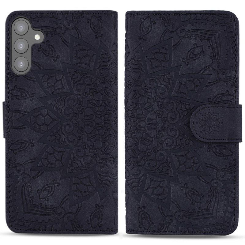 Folio Deksel Til Samsung Galaxy S23 5G Med Kjede Stilig Strappy Mandala