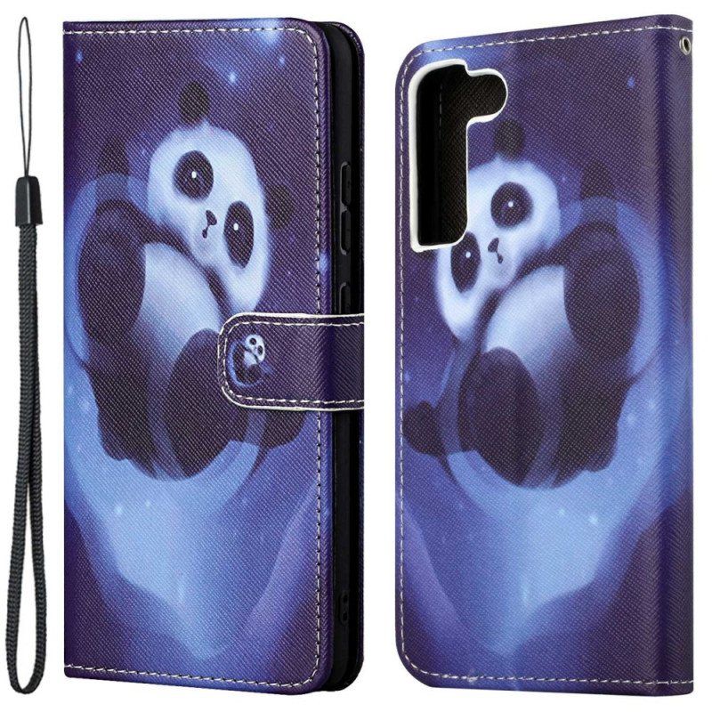 Folio Deksel Til Samsung Galaxy S23 5G Med Kjede Strappy Panda