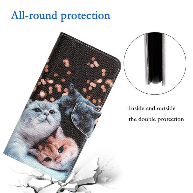 Folio Deksel Til Samsung Galaxy S23 Plus 5G Med Kjede Bare Thong Cats