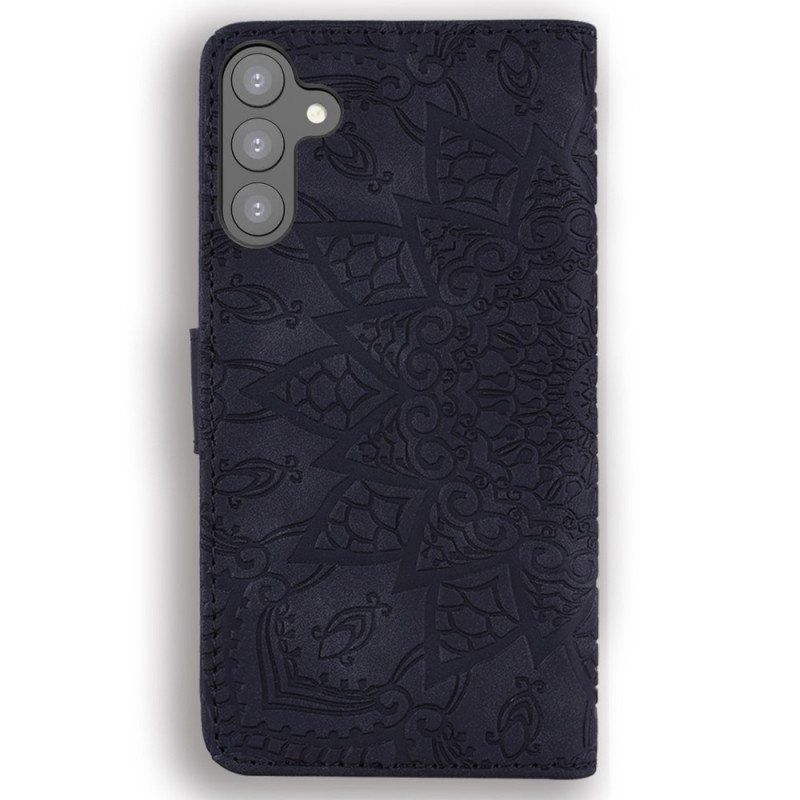 Folio Deksel Til Samsung Galaxy S23 Plus 5G Med Kjede Stilig Strappy Mandala