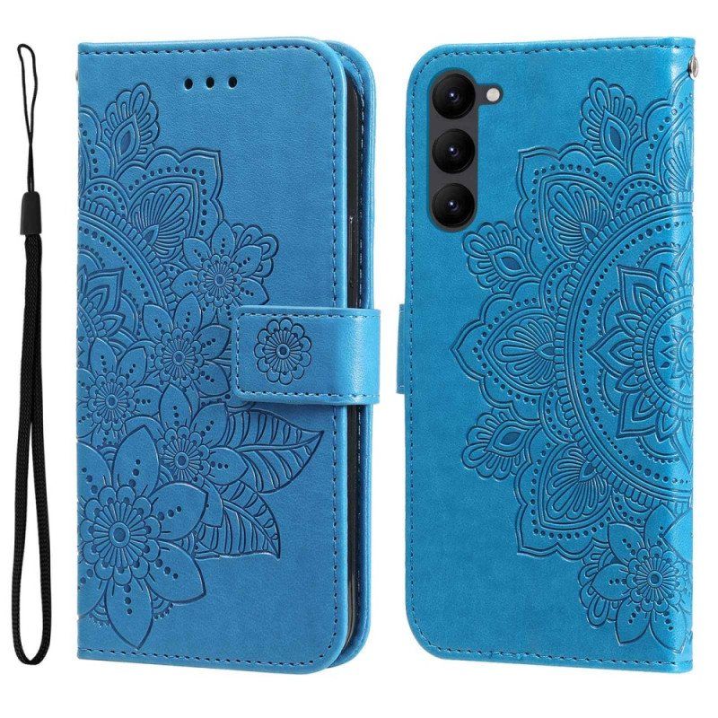 Folio Deksel Til Samsung Galaxy S23 Plus 5G Med Kjede Strappy Mandala