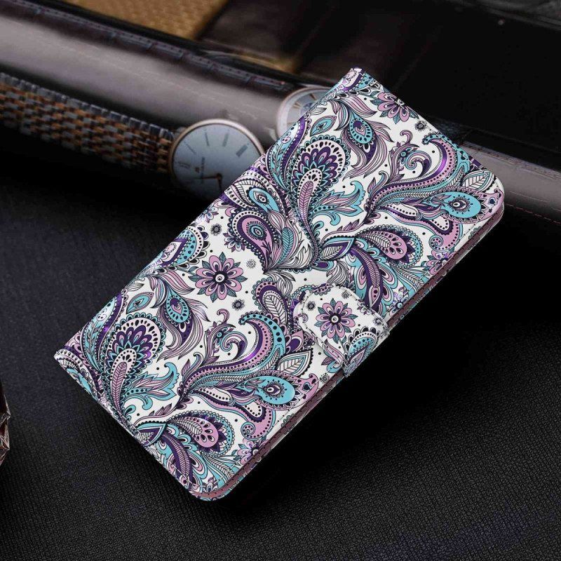 Folio Deksel Til Samsung Galaxy S23 Plus 5G Med Kjede Strappy Paisley-mønster