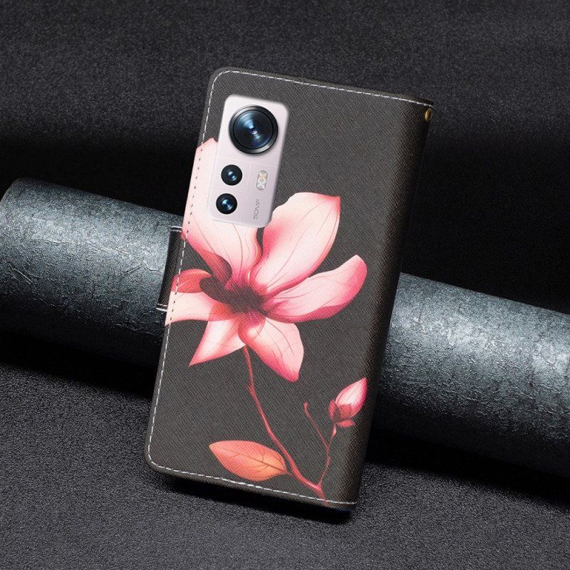 Folio Deksel Til Xiaomi 12 / 12X Blomsterlomme Med Glidelås