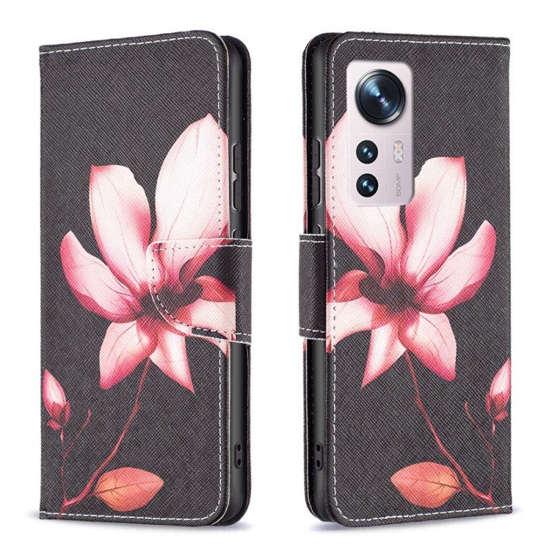 Folio Deksel Til Xiaomi 12 / 12X Rosa Blomst