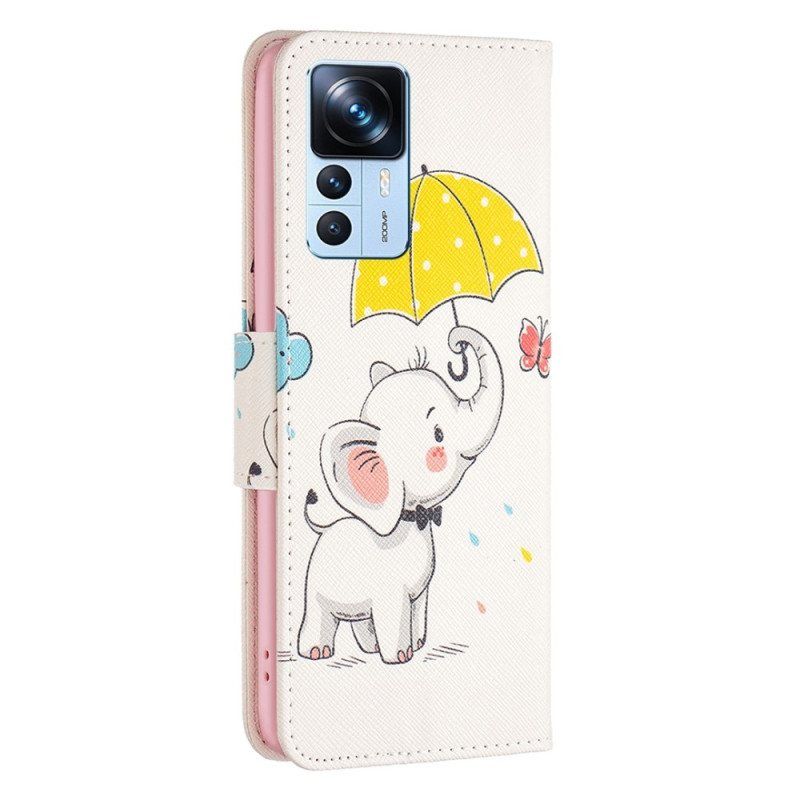 Folio Deksel Til Xiaomi 12T / 12T Pro Baby Elefant