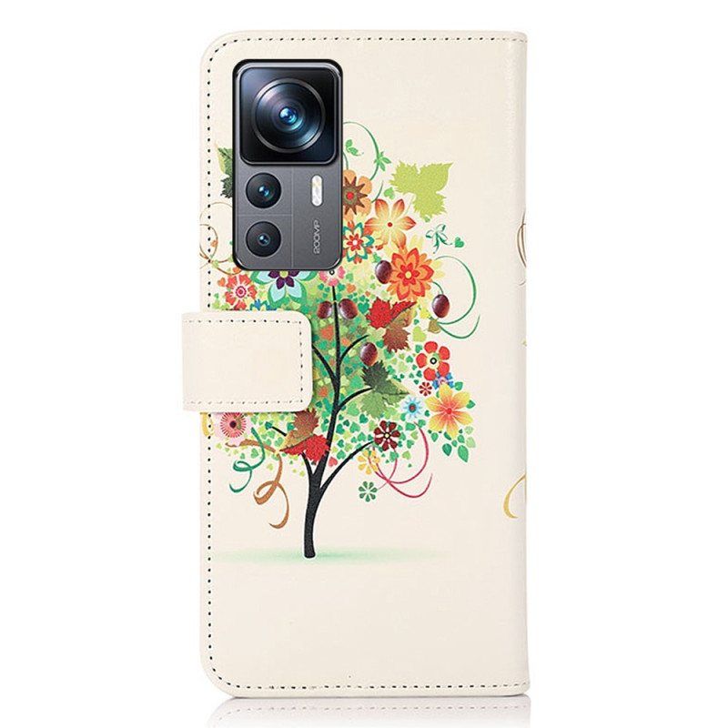 Folio Deksel Til Xiaomi 12T / 12T Pro Blomstrende Tre