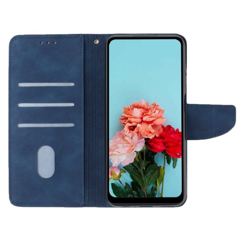 Folio Deksel Til Xiaomi 12T / 12T Pro Med Kjede Strappy I Vanlig Skinneffekt