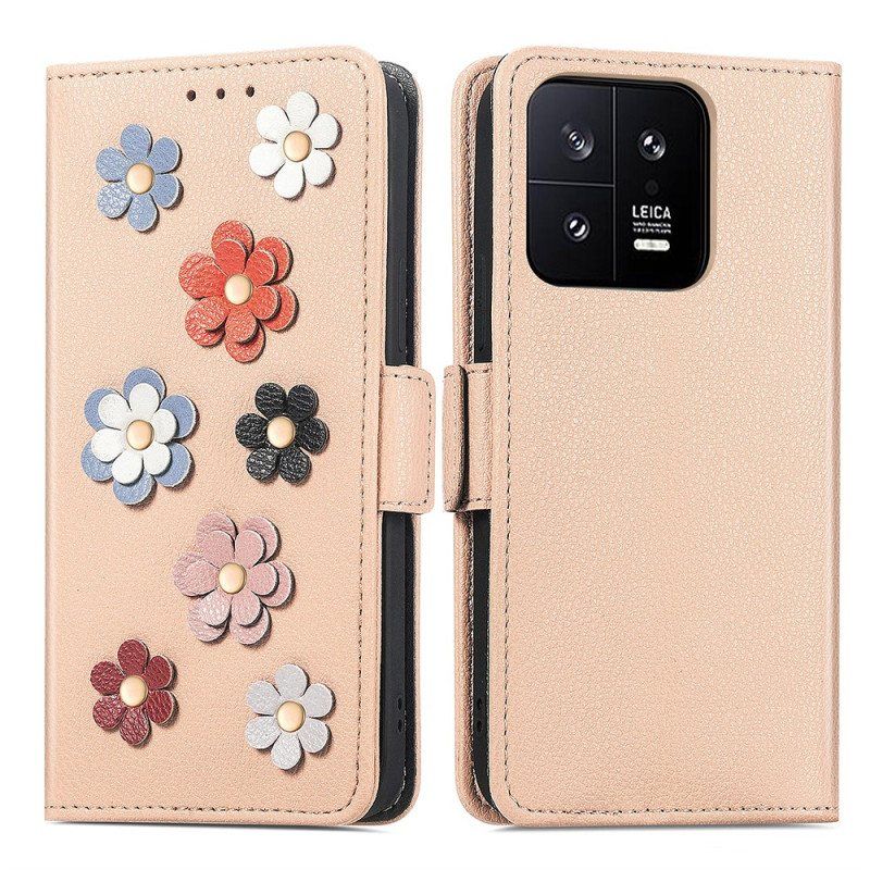 Folio Deksel Til Xiaomi 13 Dekorative Blomster