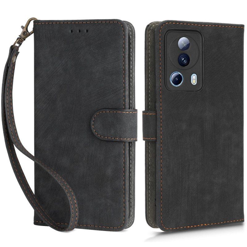 Folio Deksel Til Xiaomi 13 Lite Faux Leather Rfid Og Snor