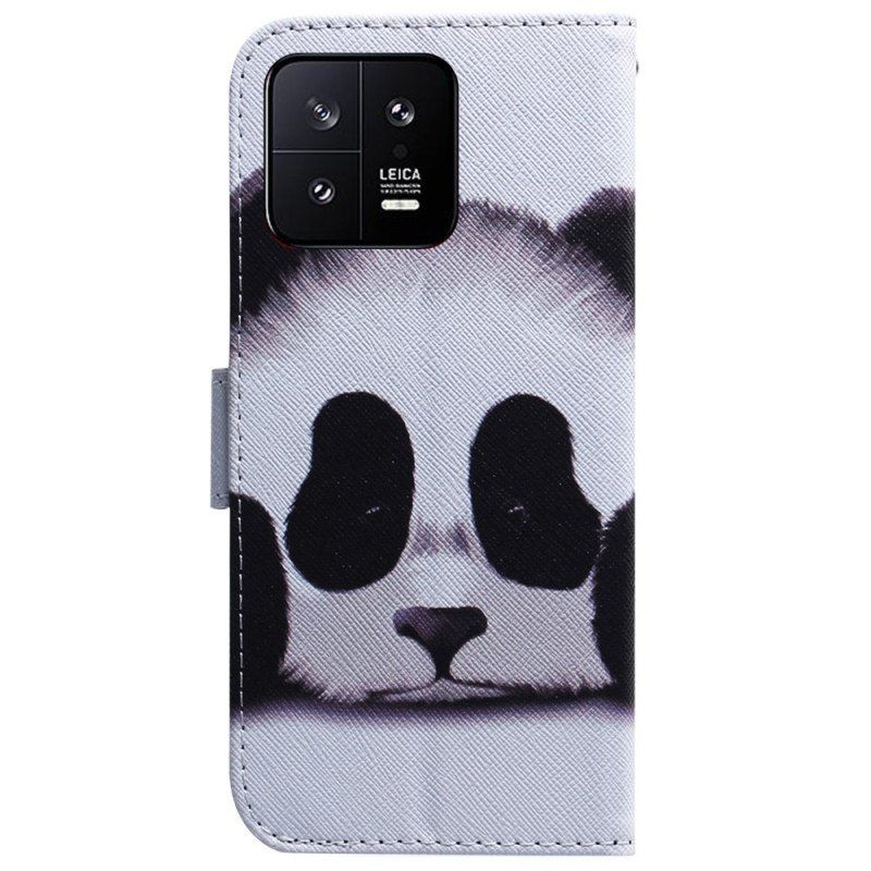 Folio Deksel Til Xiaomi 13 Med Kjede Strappy Panda