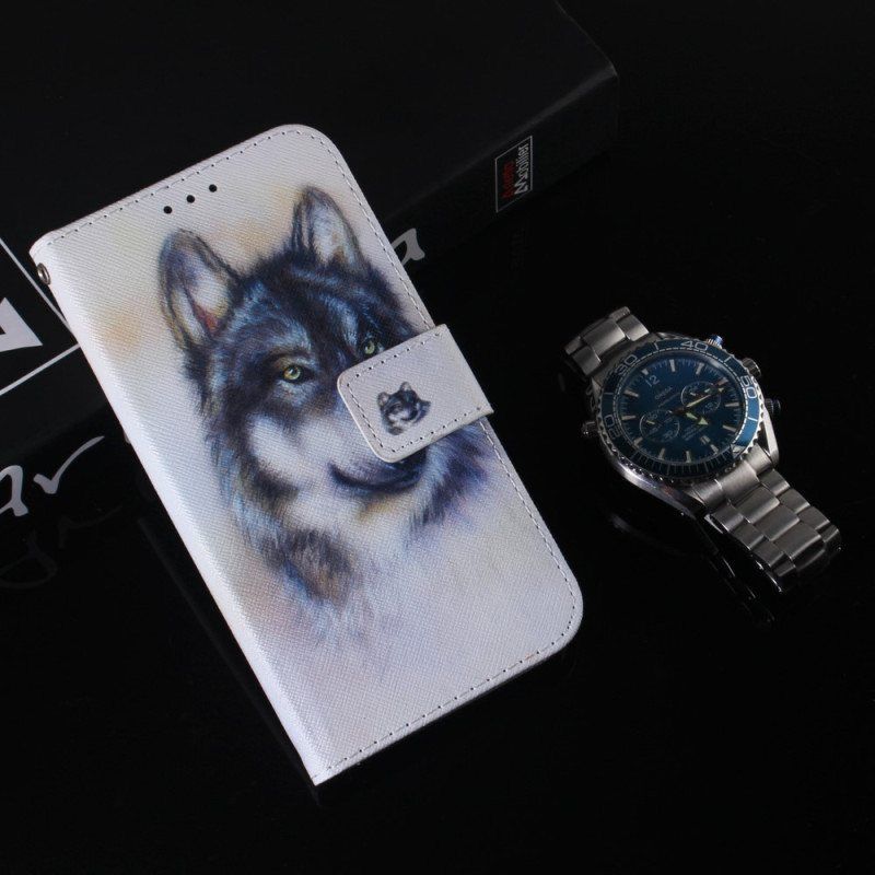 Folio Deksel Til Xiaomi 13 Med Kjede Strappy Watercolor Wolf