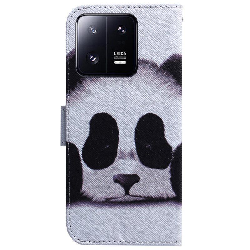Folio Deksel Til Xiaomi 13 Pro Med Kjede Strappy Panda