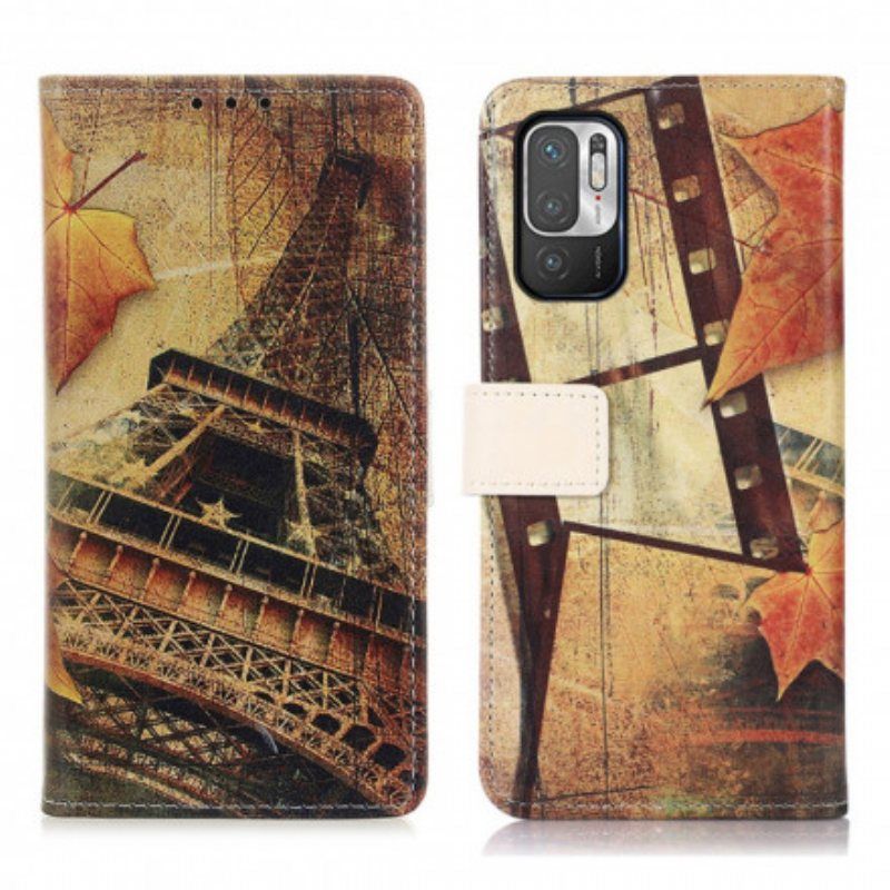 Folio Deksel Til Xiaomi Redmi Note 10 5G Eiffeltårnet Om Høsten