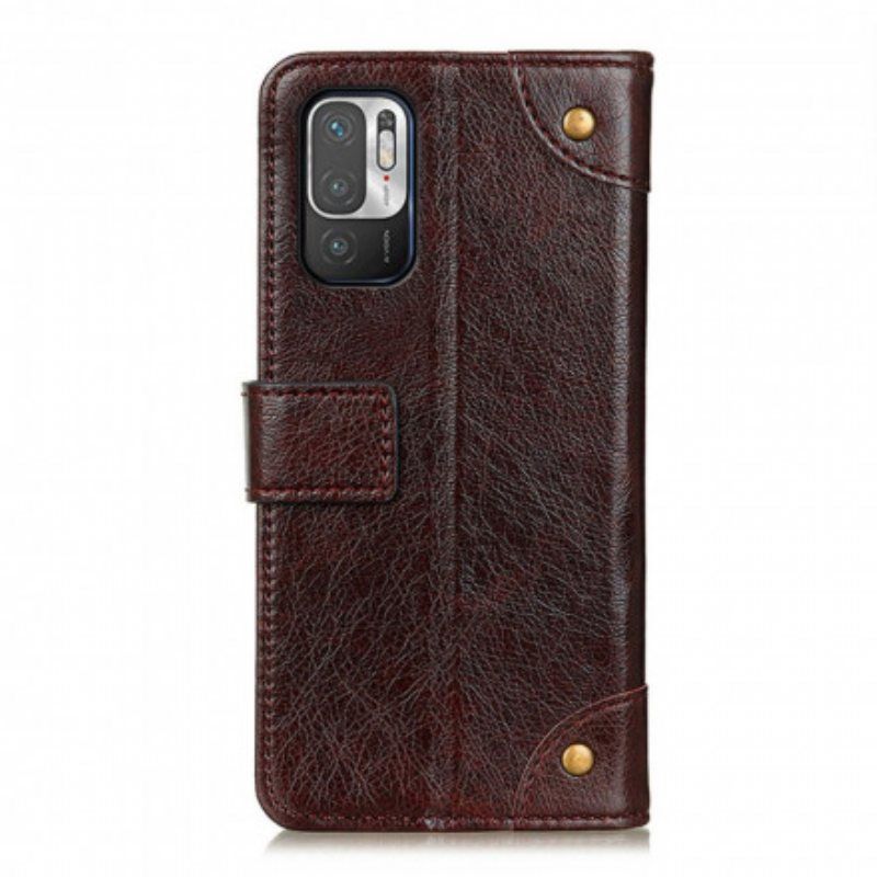 Folio Deksel Til Xiaomi Redmi Note 10 5G Stil Nappa Leather Vintage Nagler