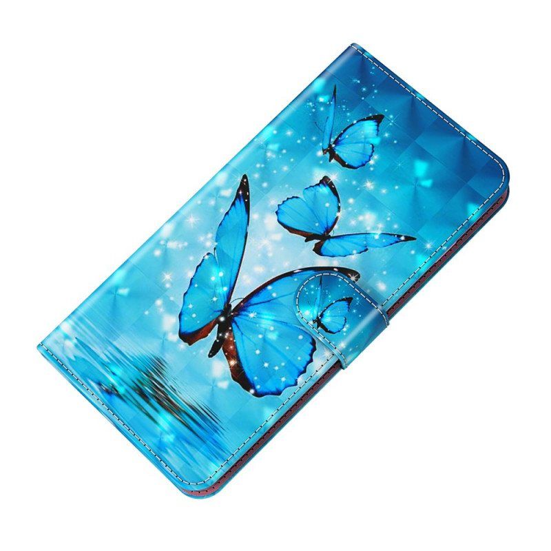 Folio Deksel Til Xiaomi Redmi Note 11 Pro / 11 Pro 5G Flyvende Blå Sommerfugler