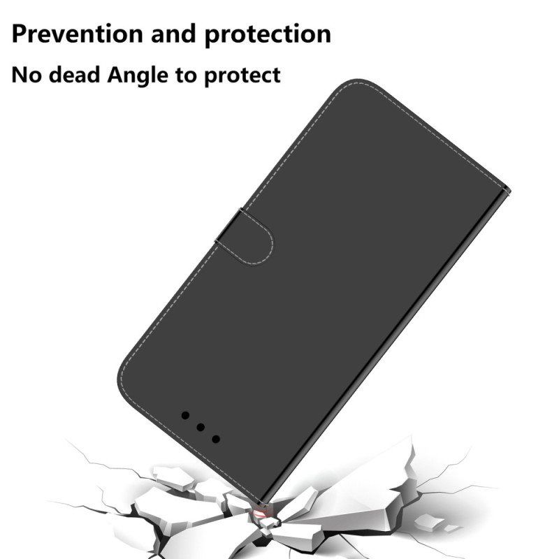 Folio Deksel Til Xiaomi Redmi Note 12 4G Imitert Speilskinn Med Stropp
