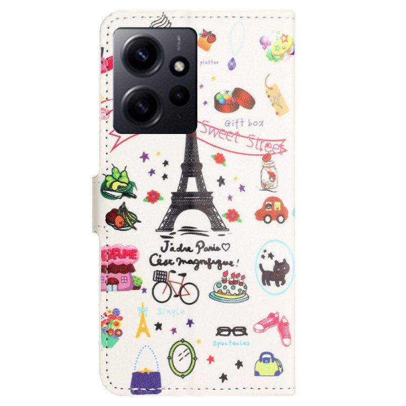Folio Deksel Til Xiaomi Redmi Note 12 4G Jeg Elsker Paris