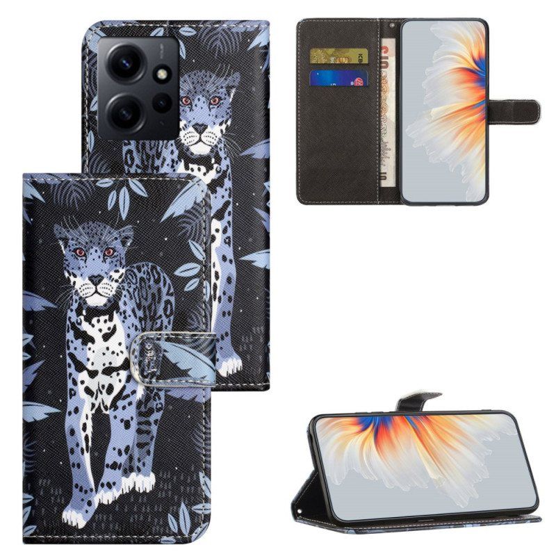 Folio Deksel Til Xiaomi Redmi Note 12 4G Med Kjede Strappy Leopard